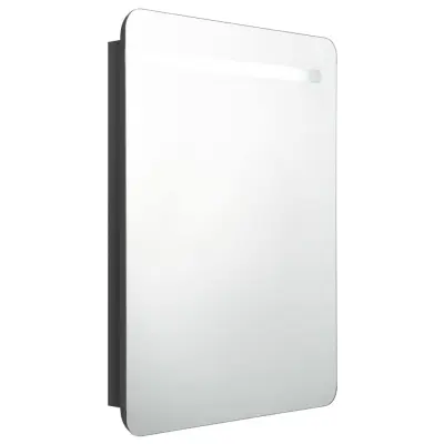 LED Kopalniška omarica - Kopalniški kabinet z ogledalom sijoče črna 60x11x80 cm