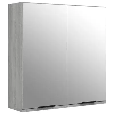 Kopalniška omarica - Kopalniški kabinet z ogledalom siva sonoma 64x20x67 cm