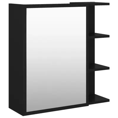 Kopalniška omarica - Kopalniški kabinet z ogledalom črna 62,5x20,5x64 cm