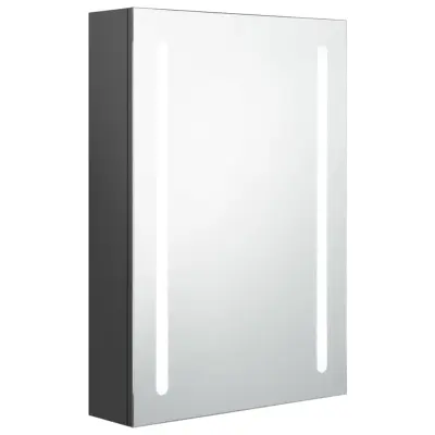 LED Kopalniška omarica - Kopalniški kabinet z ogledalom siva 50x13x70 cm