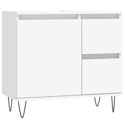 Kopalniška omarica - Kopalniški kabinet bela 65x33x60 cm inženirski les
