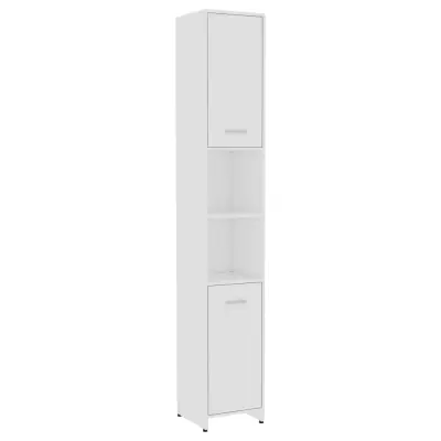 Kopalniška omarica - Kopalniški kabinet bela 30x30x183,5 cm iverna plošča