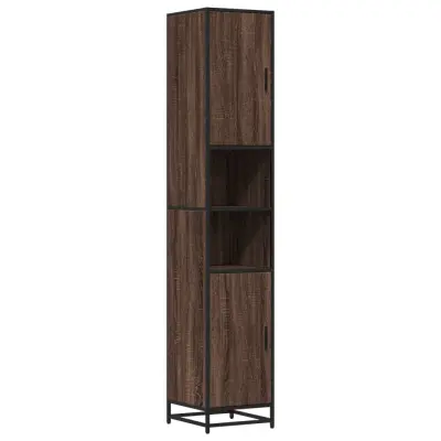 Kopalniška omarica - Kopalniški kabinet rjavi hrast 35x37,5x188,5 cm inž. les