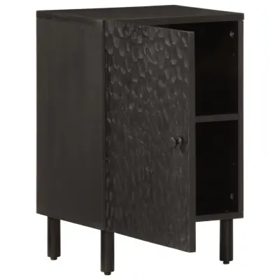 Kopalniška omarica - Kopalniški kabinet črna 38x33x58 cm trden mangov les