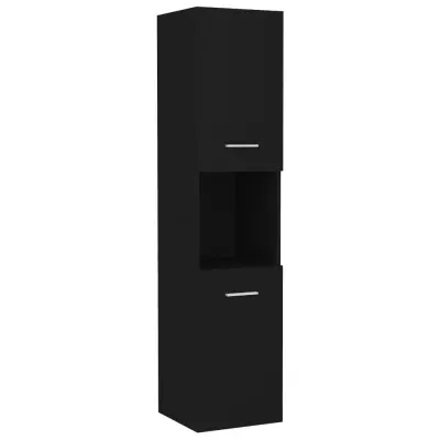 Kopalniška omarica - Kopalniški kabinet črna 30x30x130 cm iverna plošča