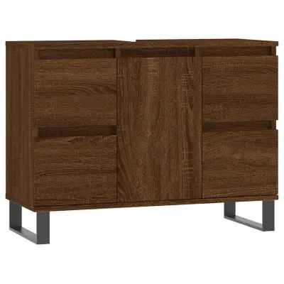 Kopalniška omarica - Kopalniški kabinet rjavi hrast 80x33x60 cm inženirski les