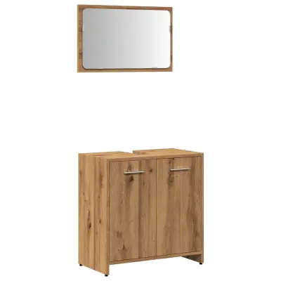 Kopalniška omarica - Kopalniški kabinet z ogledalom artisan hrast inženirski les