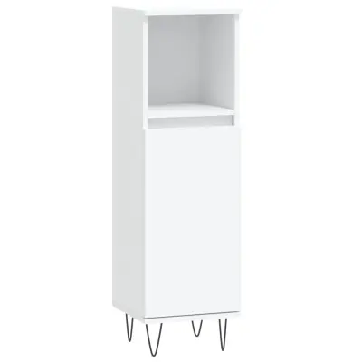Kopalniška omarica - Kopalniški kabinet bela 30x30x100 cm inženirski les