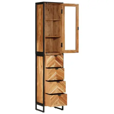 Kopalniška omarica - Kopalniški kabinet 40x27x190 cm železo in trden akacijev les