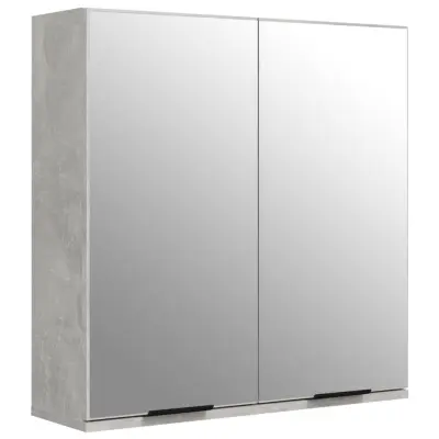 Kopalniška omarica - Kopalniški kabinet z ogledalom betonsko siva 64x20x67 cm