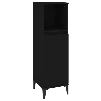Kopalniška omarica - Kopalniški kabinet črna 30x30x100 cm inženirski les