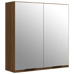 Kopalniška omarica - Kopalniški kabinet z ogledalom rjavi hrast 64x20x67 cm