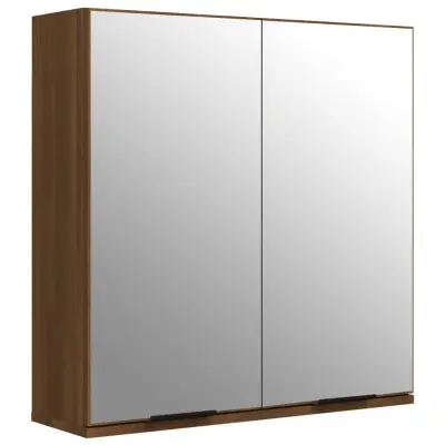 Kopalniška omarica - Kopalniški kabinet z ogledalom rjavi hrast 64x20x67 cm
