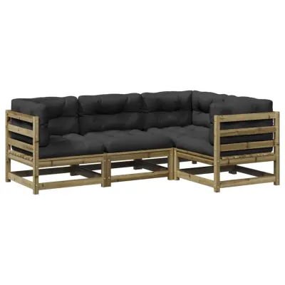 Seti vrtnega pohištva - Vrtna garnitura 4-delna z blazinami impregnirana borovina