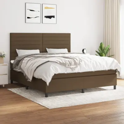 The Living Store Box spring postelja z vzmetnico temno rjava 180x200 cm blago - Box Spring Postelja
