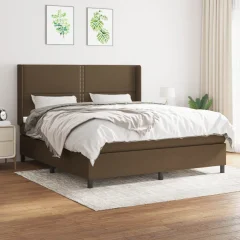 The Living Store Box spring postelja z vzmetnico temno rjava 180x200 cm blago - Box Spring Postelja
