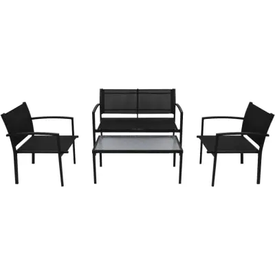 Seti vrtnega pohištva - Vrtna garnitura - Vrtni pohištvo set 4-delna tekstil črna