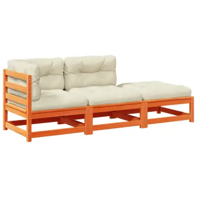 Seti vrtnega pohištva - Vrtna garnitura - Vrtni pohištvo set 3-delna z blazinami voščeno rjava