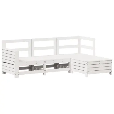 Seti vrtnega pohištva - Vrtna garnitura - Vrtni pohištvo set 4-delna bela trdna borovina