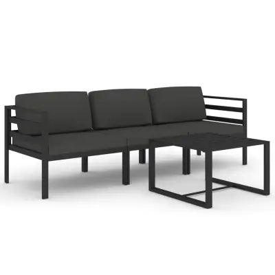 Seti vrtnega pohištva - Vrtna garnitura - Vrtni pohištvo set 4-delna z blazinami aluminij antracit