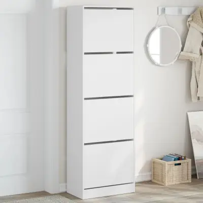 The Living Store Omarica za čevlje s 4 predali bela 60x34x187,5 cm - Omara Za Čevlje
