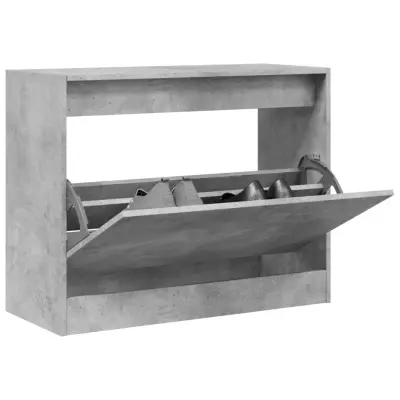 The Living Store Omarica za čevlje betonsko siva 80x34x63 cm inženirski les - Omarica Za Čevlje
