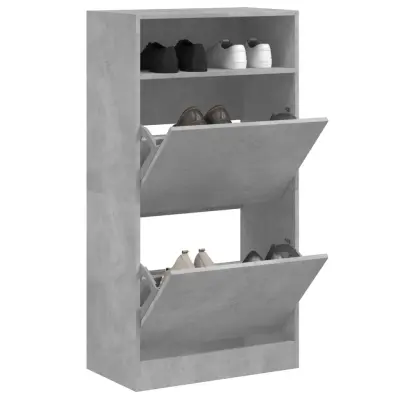 The Living Store Omarica za čevlje betonsko siva 60x34x116 cm inženirski les - Omarica Za Čevlje