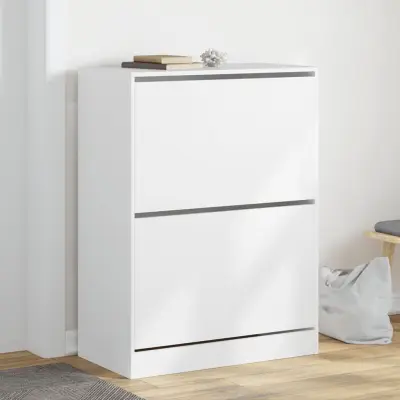 The Living Store Omarica za čevlje z 2 predaloma bela 80x42x108 cm - Omara Za Čevlje