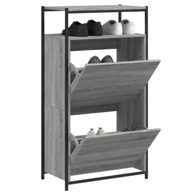 The Living Store Omarica za čevlje siva sonoma 60x34x112 cm inženirski les - Omarica Za Čevlje