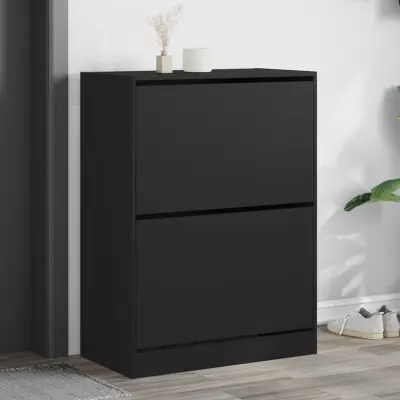 The Living Store Omarica za čevlje z 2 predaloma črna 80x42x108 cm - Omara Za Čevlje