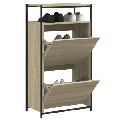 The Living Store Omarica za čevlje sonoma hrast 60x34x112 cm inženirski les - Omarica Za Čevlje
