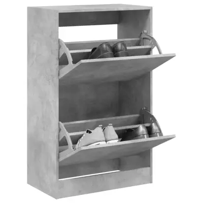 The Living Store Omarica za čevlje betonsko siva 60x34x96,5 cm inženirski les - Omarica Za Čevlje