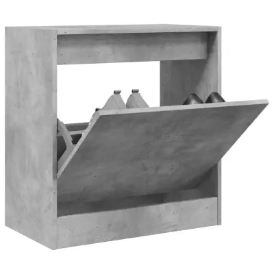 The Living Store Omarica za čevlje betonsko siva 60x34x63,5 cm inženirski les - Omarica Za Čevlje