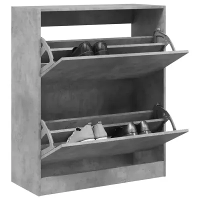 The Living Store Omarica za čevlje betonsko siva 80x34x96,5 cm inženirski les - Omarica Za Čevlje