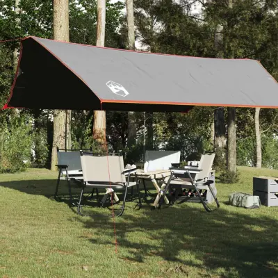 The Living Store Ponjava za kampiranje siva in oranžna 500x294 cm vodoodporna - Ponjava Za Kampiranje