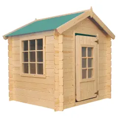 Zunanja otroška hiška, 13 mm deske - Lesena igralna hiška brez podov z zeleno streho V121 x 114 x 111 cm / 0,86 m2 - TIMBELA M570Z-1, naravni les