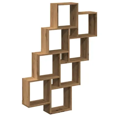 vidaXL Stenska kockasta polica artisan hrast 90x15x119,5 cm inž. les