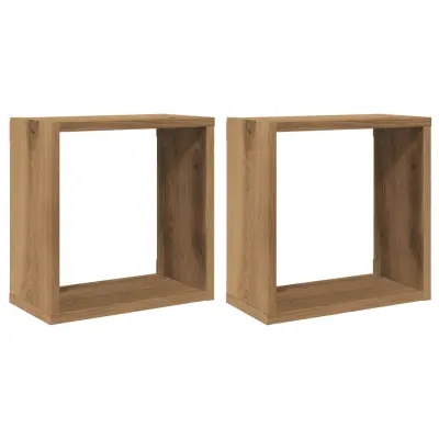 vidaXL Stenske kockaste police 2 kosa artisan hrast 30x15x30 cm