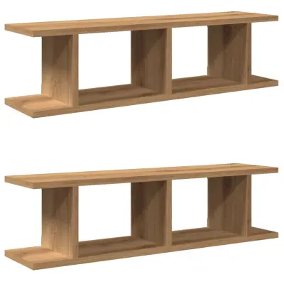 vidaXL Stenske police 2 kosa artisan hrast 90x18x20 cm inž. les