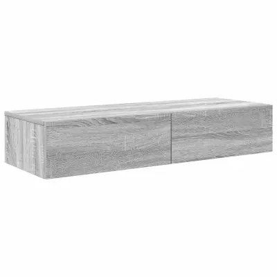 vidaXL Stenska polica s predali siva sonoma 100x36x19 cm inž. les