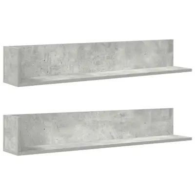 vidaXL Stenske police 2 kosa betonsko siva 100x16,5x16,5 cm inž. les