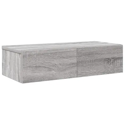 vidaXL Stenska polica s predali siva sonoma 60x26,5x15 cm inž. les