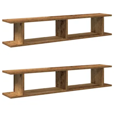 vidaXL Stenska polica 2 kosa starinski les 105x18x20 cm inženirski les