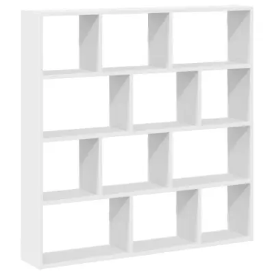 vidaXL Stenska kockasta polica 12 predelki bel inženirski les