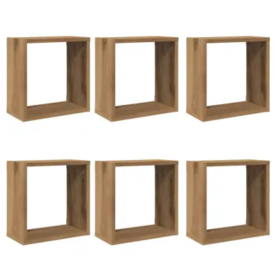 vidaXL Stenske kockaste police 6 kosov artisan hrast 30x15x30 cm