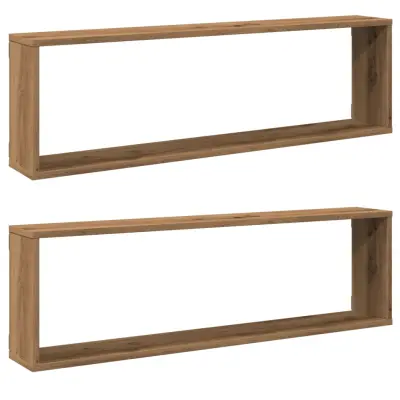 vidaXL Stenske kockaste police 2 kosa artisan hrast 100x15x30 cm