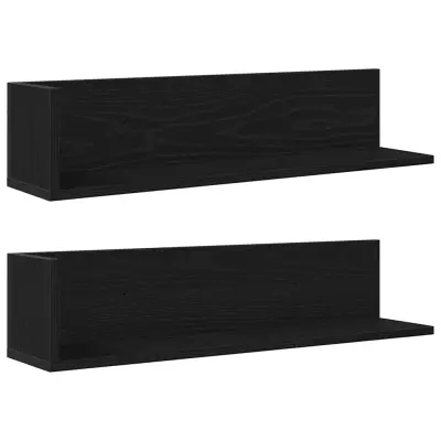 vidaXL Stenske police 2 kosa črna 75x16,5x16,5 cm inženirski les