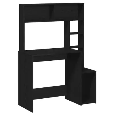 vidaXL Pisalna miza s policami črna 100x45x140 cm inženirski les