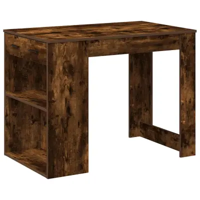vidaXL Pisalna miza s predalom in polico dimljeni hrast 102x62x77,5 cm