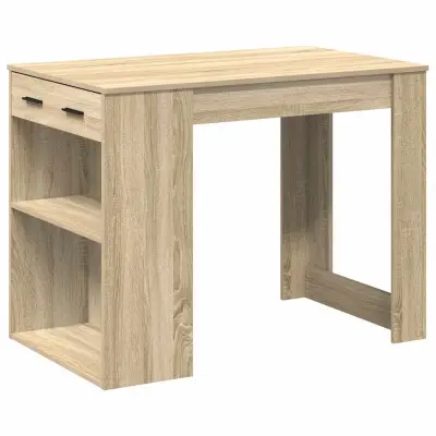 vidaXL Pisalna miza s predalom in polico sonoma hrast 102x62x77,5 cm